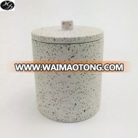 White grey concrete candle holder with lid